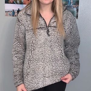 grey fuzzy pullover
